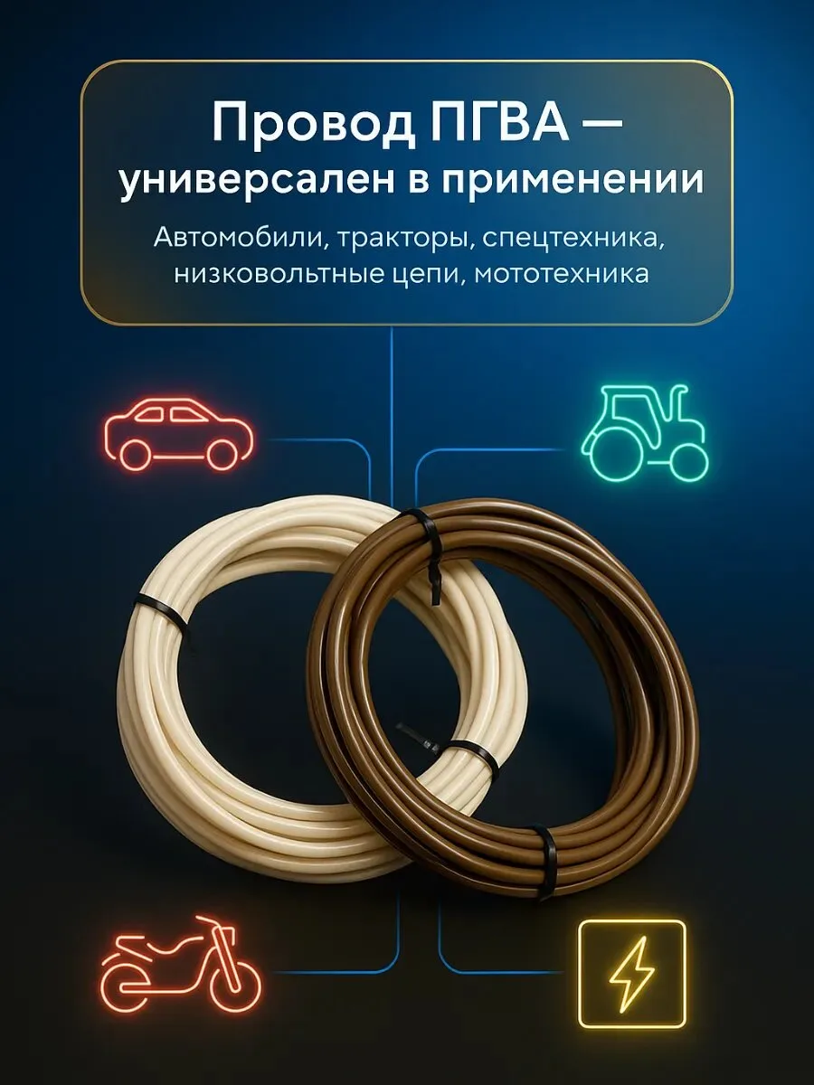 Провод ПГВА 2,5 мм² автомобильный, набор 7 цветов по 3 м, фото 3
