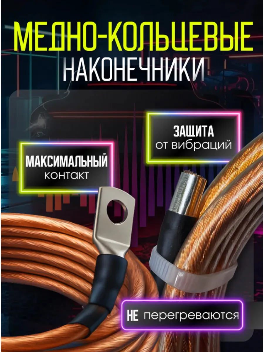 Силовой провод ПВ6-З 25 мм² (4 GA) для усилителя, 5 м, с наконечниками, фото 6